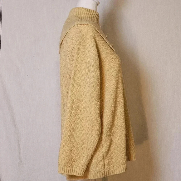 Vintage Hunters Run Gold Long Sleeve Button Cowl Neck Womens Sweater Sz M - Picture 4 of 12